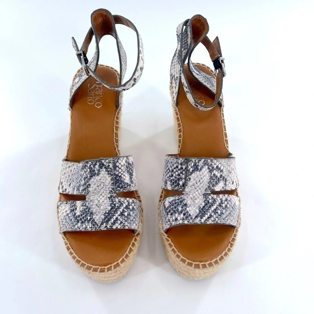 FRANCO SARTO Talya Espadrille Wedge Sandal Snake print size 9.5 M
